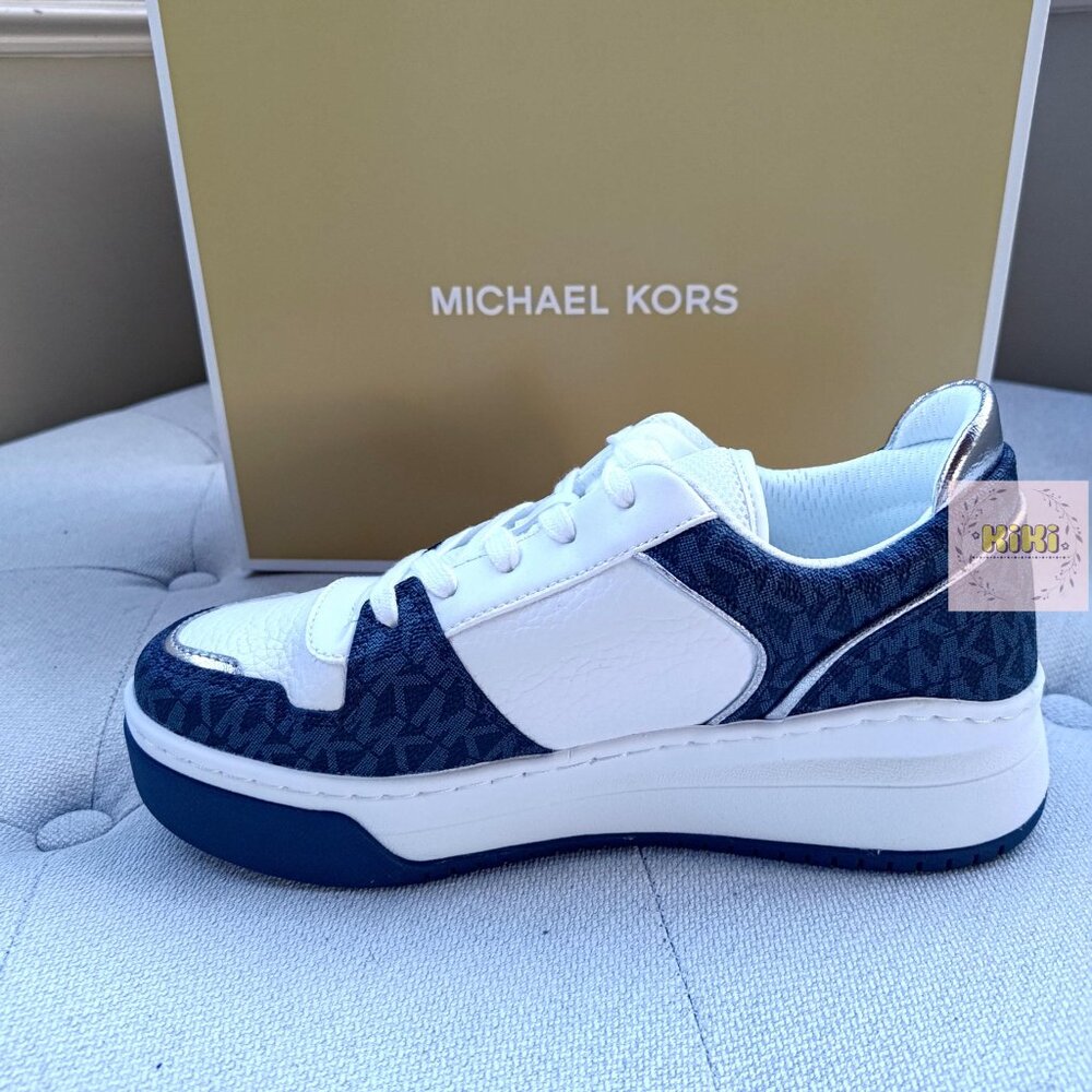 Michael Kors Lexi Mixed-Media Sneaker color admiral 49T5LXFS1L - Picture 5 of 13